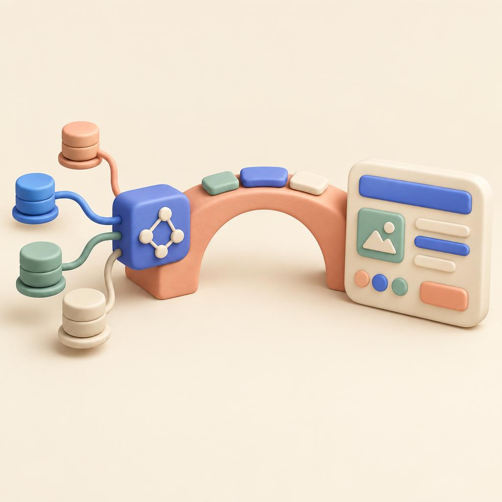 Clay-style illustration of data becoming a product experience